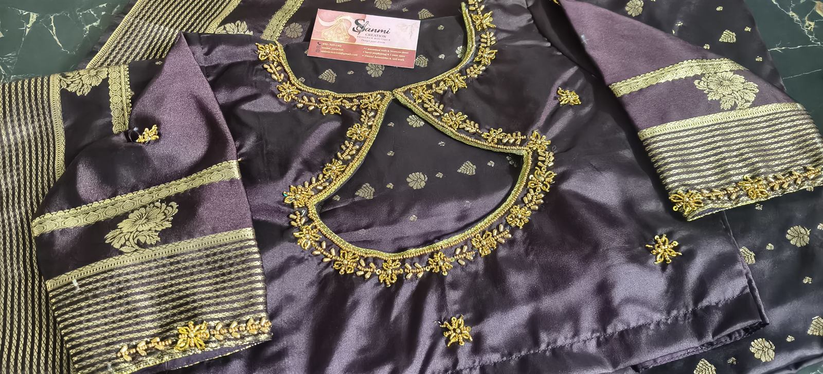 Grey Silk Blouse by Sanmi Creation