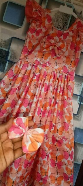 Floral cotton frock with hair bow