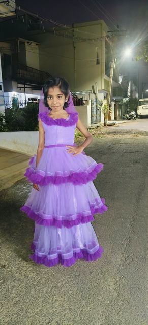 Lavender Ruffle Gown — Tiered net gown