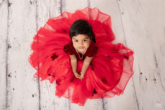 Red Tulle Baby Frock — Made for a photoshoot