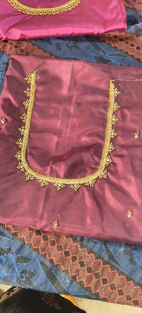 Rose Silk Blouse — Classic Aari neckline